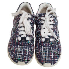 Chanel Multicolor Tweed Low Top Sneakers Size 39