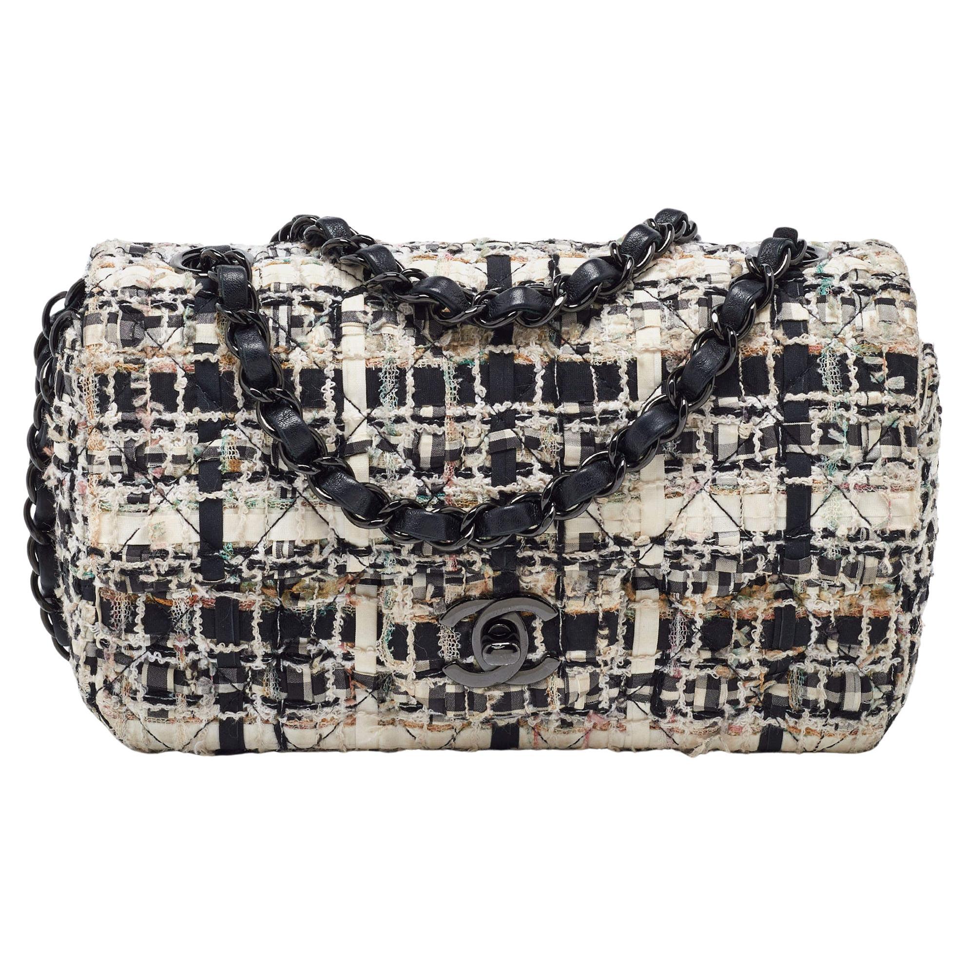 Chanel Multicolor Tweed New Mini Classic Single Flap Bag For Sale