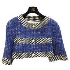 Chanel Multicolor Tweed Pearl Button Detail Textured Cropped Jacket 