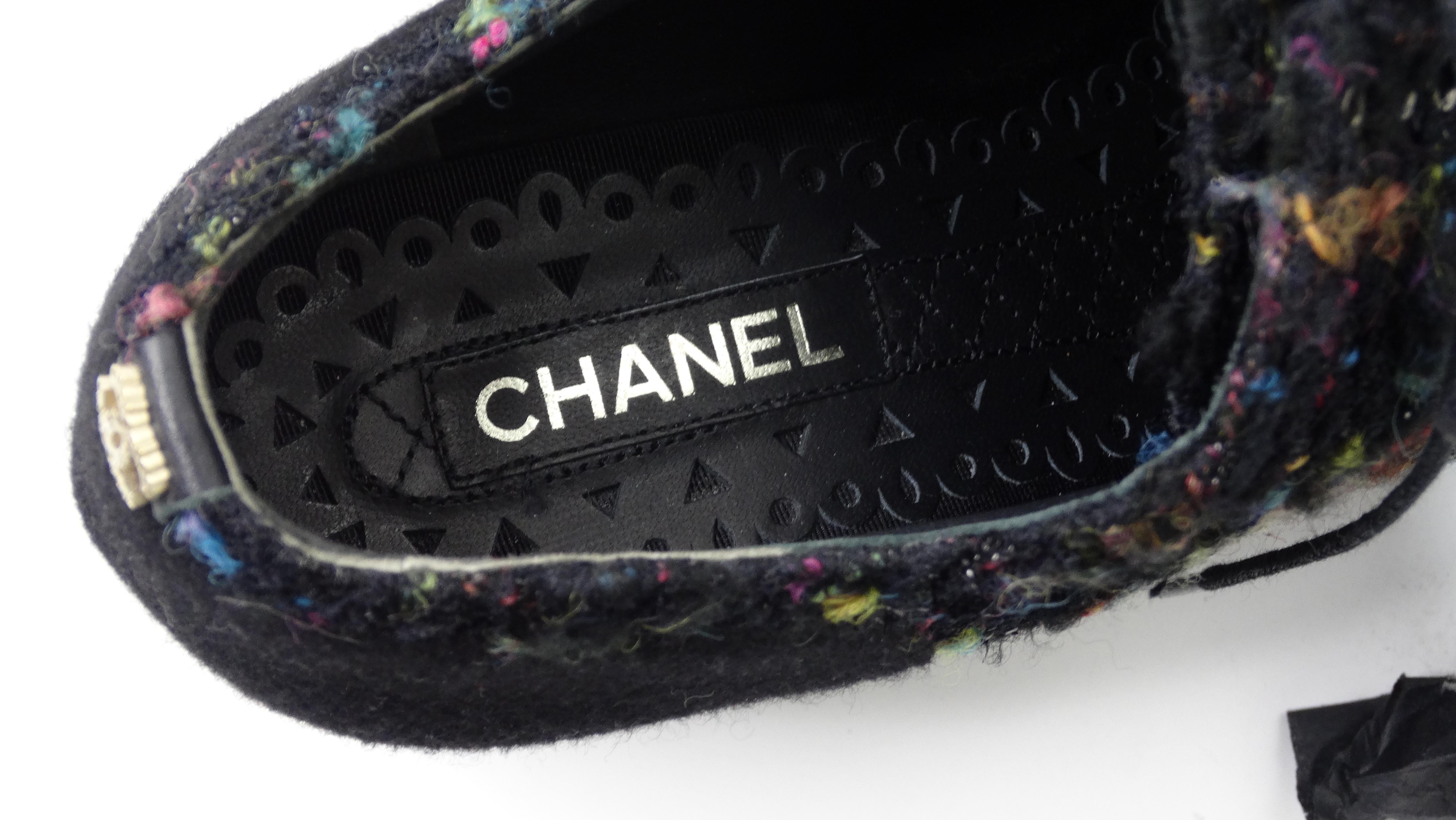 Chanel Multicolor Tweed Platform Oxfords 3