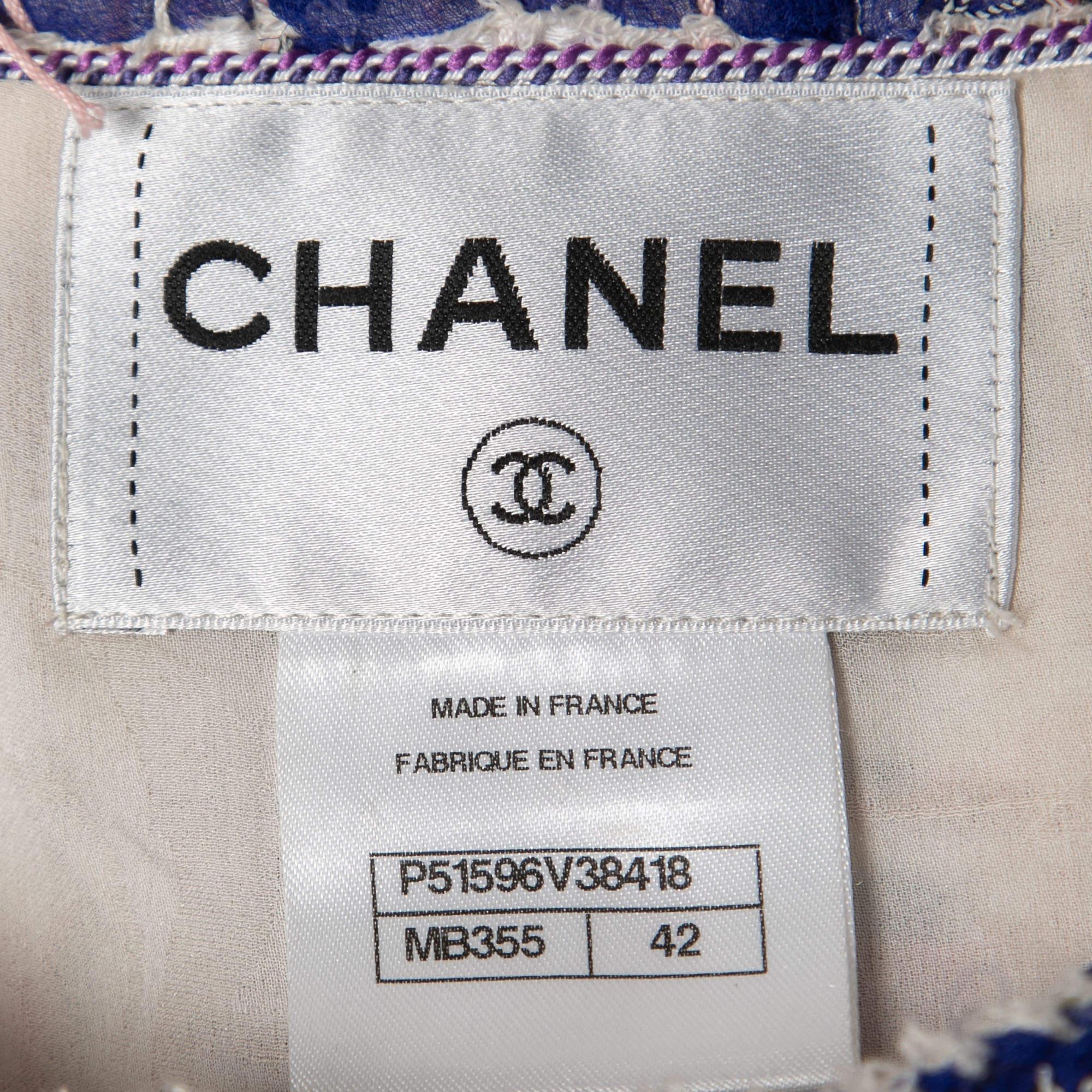 Chanel Multicolor Tweed & Ribbon Buttoned Jacket  In Good Condition In Dubai, Al Qouz 2