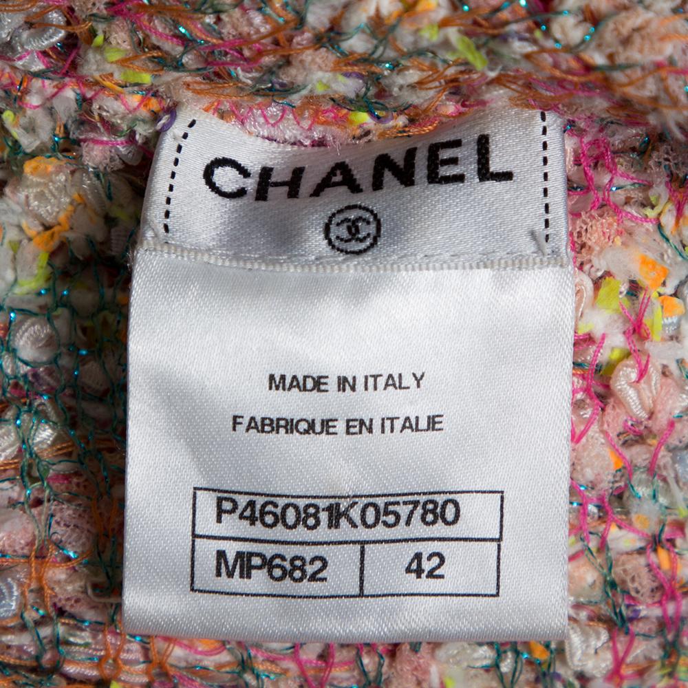 Chanel Multicolor Tweed Sequin Embellished Button Front Jacket L In Good Condition In Dubai, Al Qouz 2