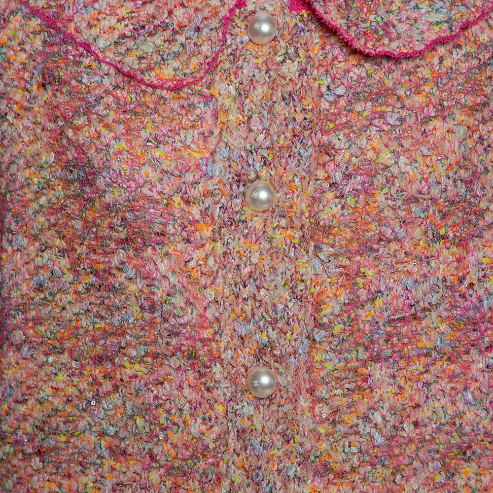 Chanel Multicolor Tweed Sequin Embellished Button Front Jacket L 1