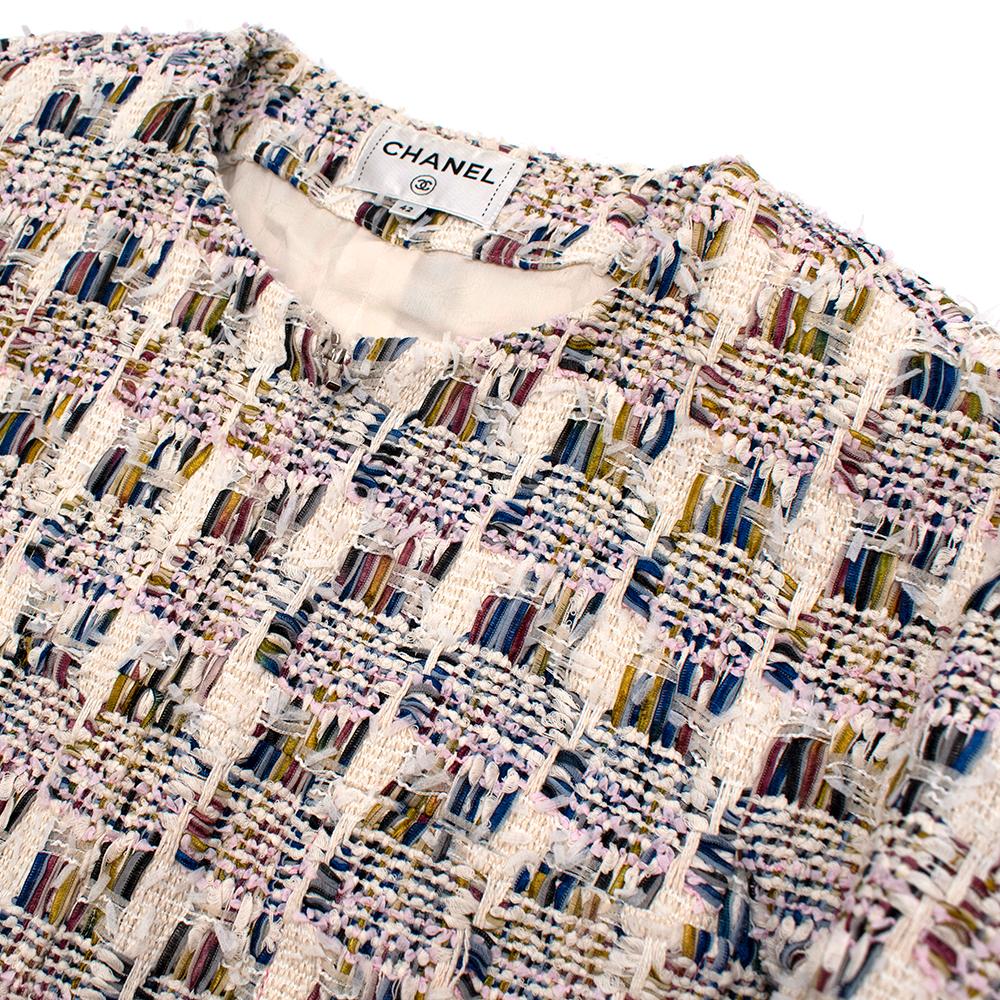 Chanel Multicolor Tweed Short Sleeve Collarless Coat/Dress - Size US 10 1