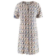 Used Chanel Multicolor Tweed Short Sleeve Collarless Coat/Dress - Size US 10