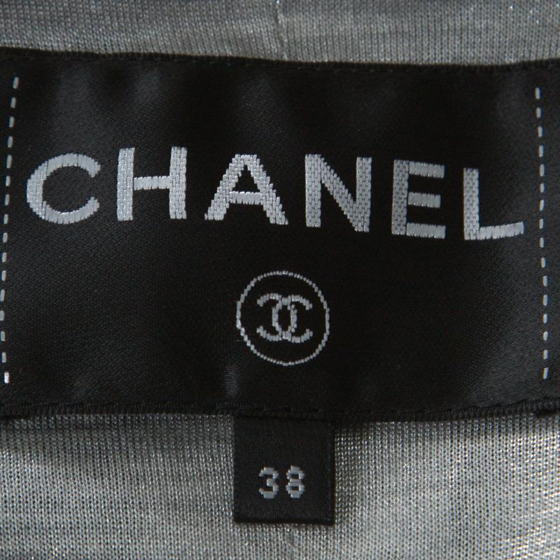 Chanel Multicolor Tweed Silver Closure Detail Fold Over Jacket M 1