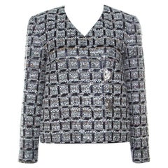 Chanel Multicolor Tweed Silver Closure Detail Fold Over Jacket M