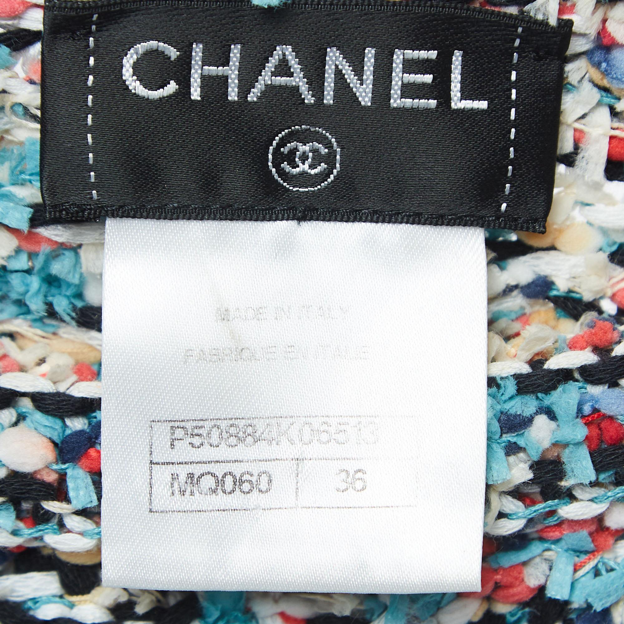 Chanel Multicolor Tweed Sleeveless Mini Dress S In Excellent Condition For Sale In Dubai, Al Qouz 2