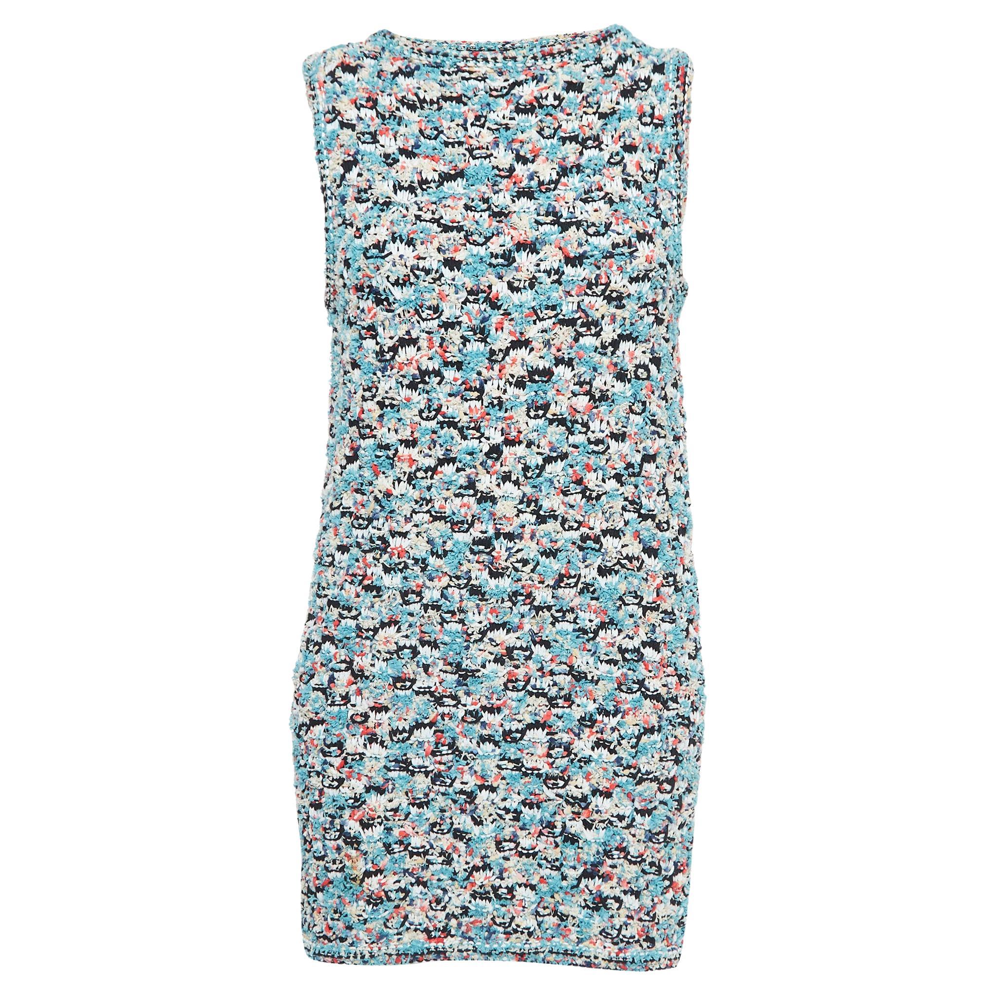 Chanel Multicolor Tweed Sleeveless Mini Dress S For Sale