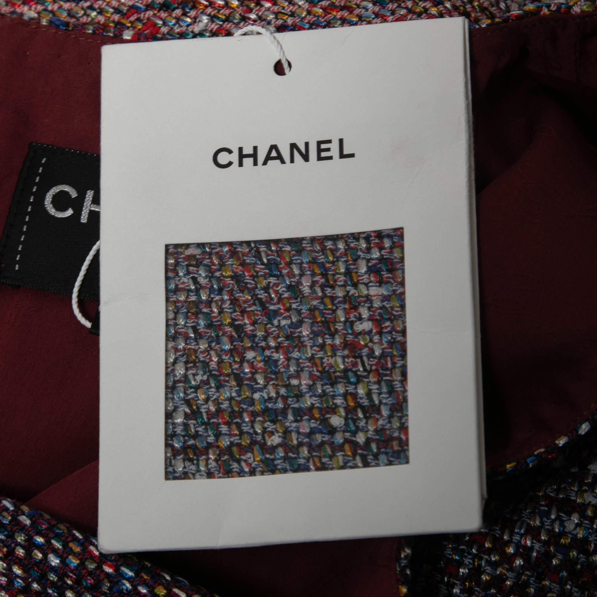 Women's Chanel Multicolor Tweed Sleeveless Short Dress L
