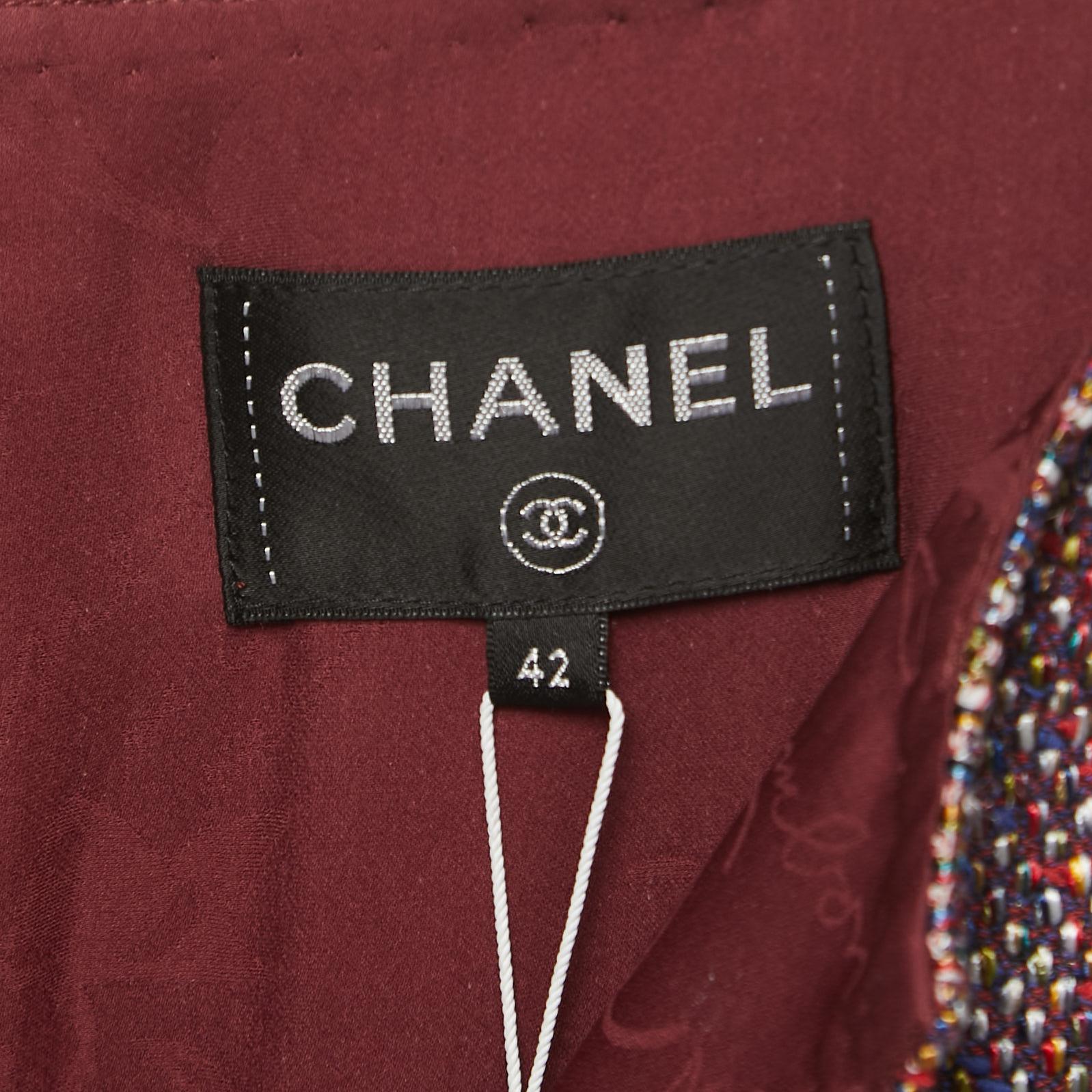 Women's Chanel Multicolor Tweed Sleeveless Short Dress L For Sale