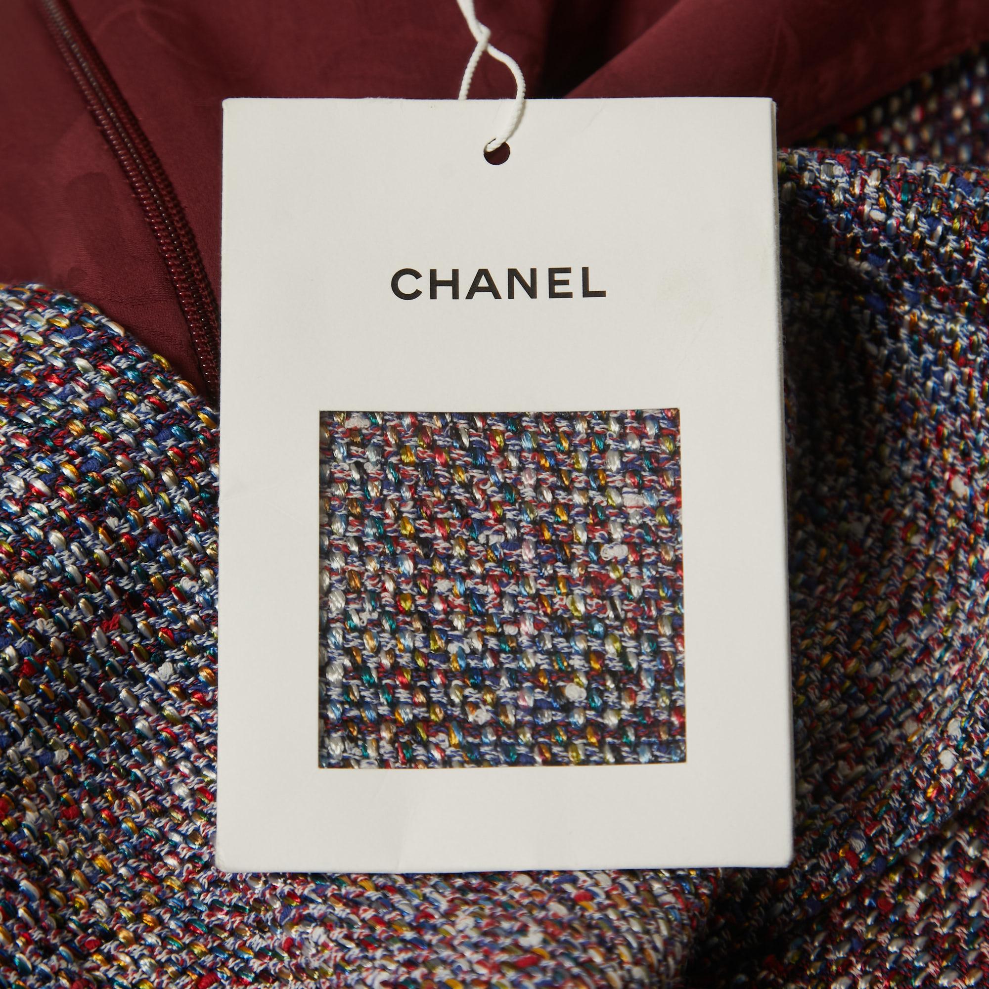 Chanel Multicolor Tweed Sleeveless Short Dress L For Sale 1