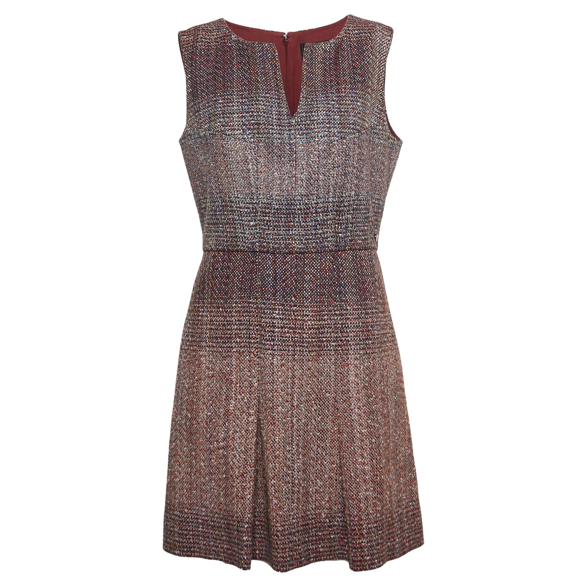 Chanel Multicolor Tweed Sleeveless Short Dress L For Sale