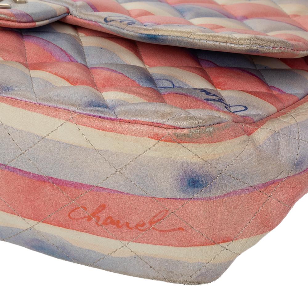 Women's Chanel Multicolor Watercolor Colorama Leather Jumbo Classic Single Flap Bag