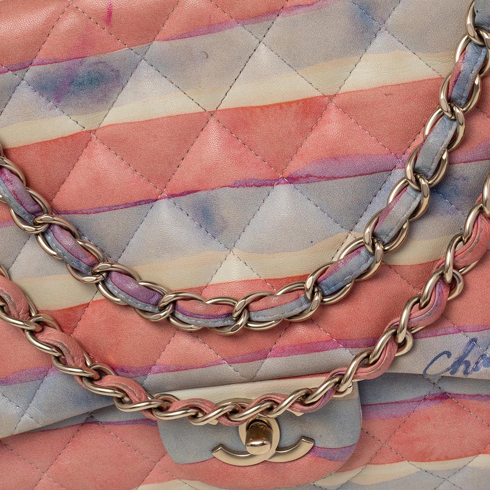 Chanel Multicolor Watercolor Colorama Leather Jumbo Classic Single Flap Bag 1