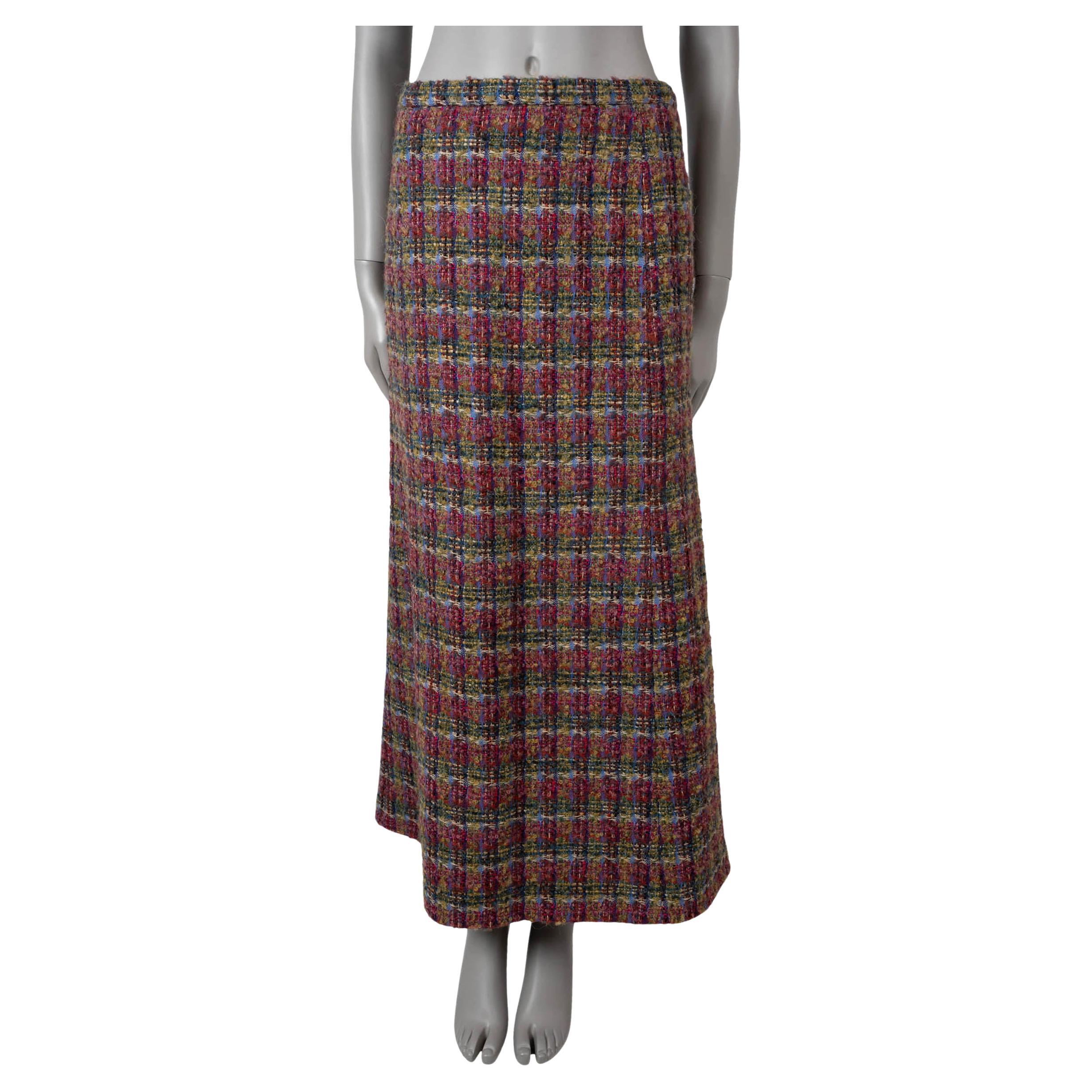 CHANEL jupe MAXI en laine mélangée multicolore 2022 22K TWEED 40 M en vente