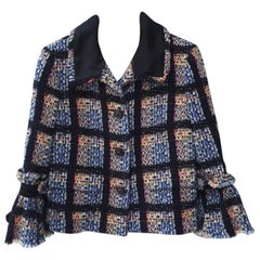 Chanel Multicolor Wool Blend Flounce Sleeve Tweed Blazer Jacket