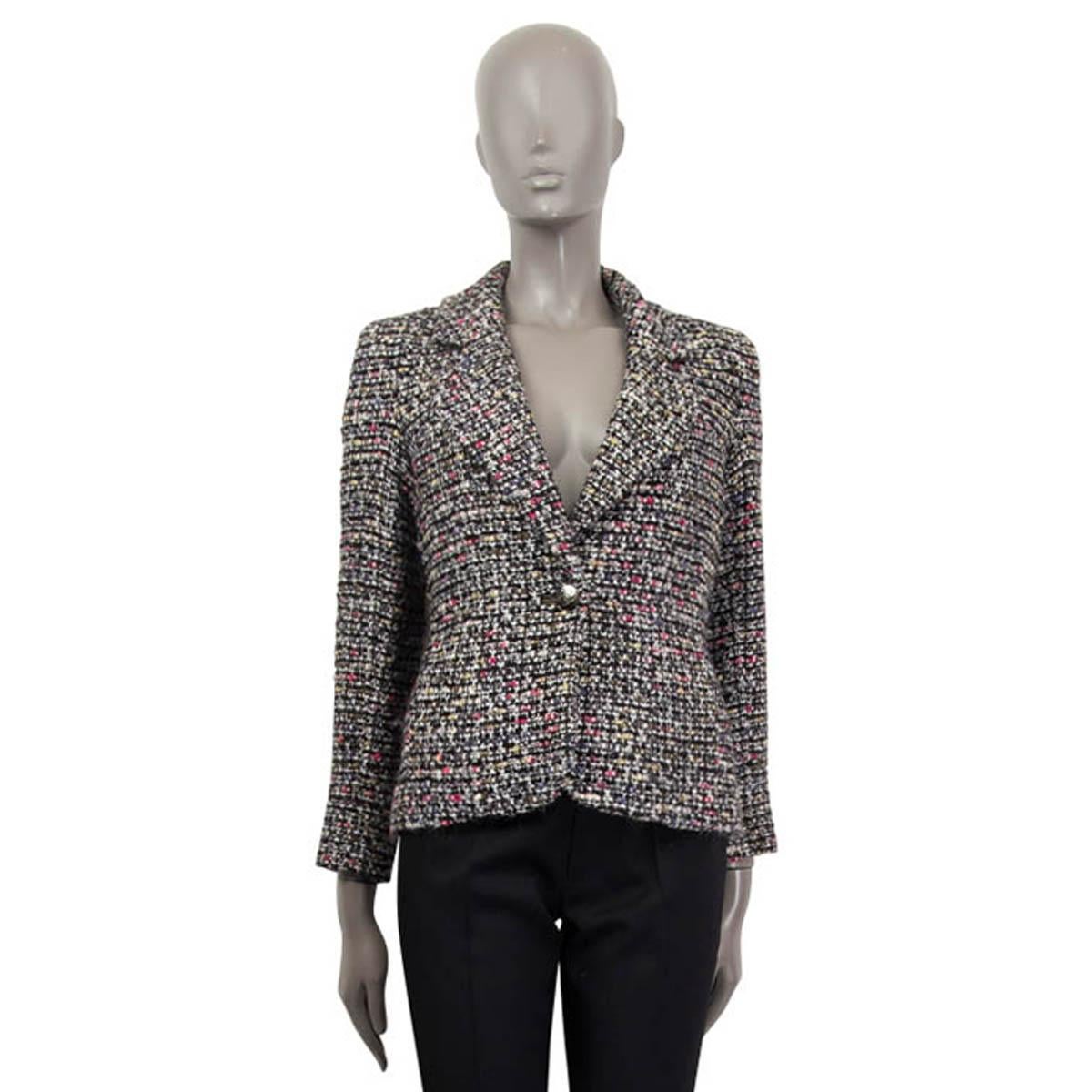 pink and black tweed blazer