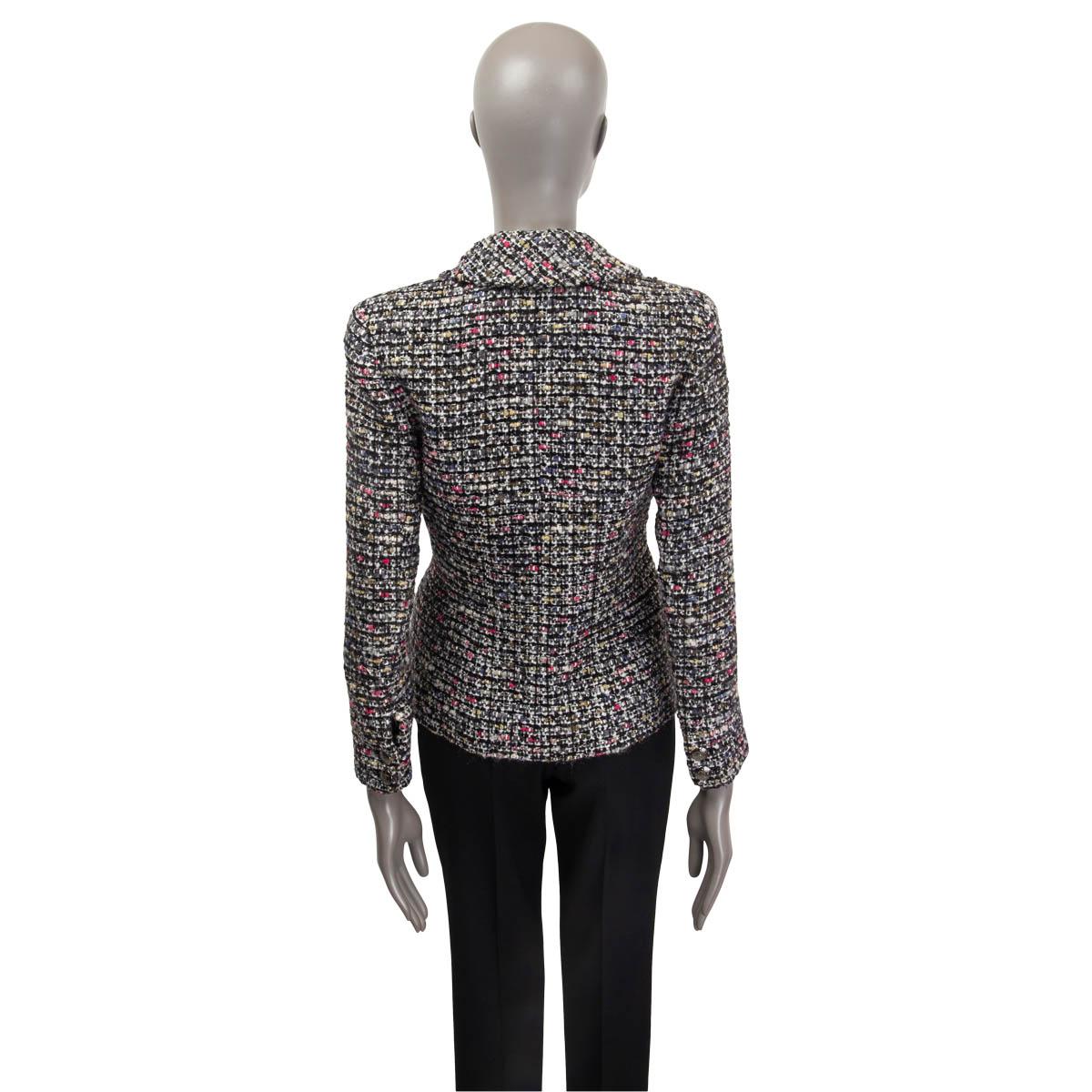 Women's CHANEL multicolor wool blend SINGLE BUTTON TWEED Blazer Jacket 38 S