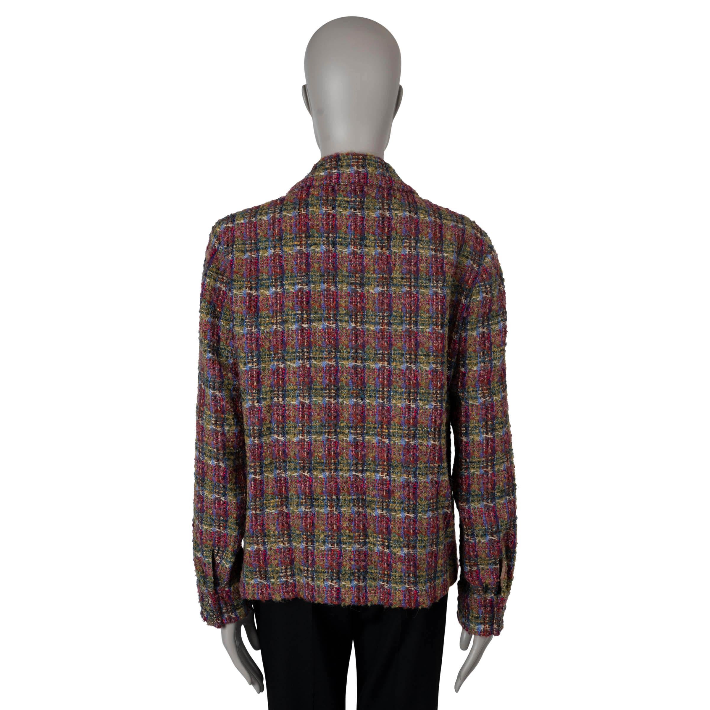 Black CHANEL multicolor wool mohair 2022 22K TWEED OVER-SHIRT Shirt 42 L For Sale