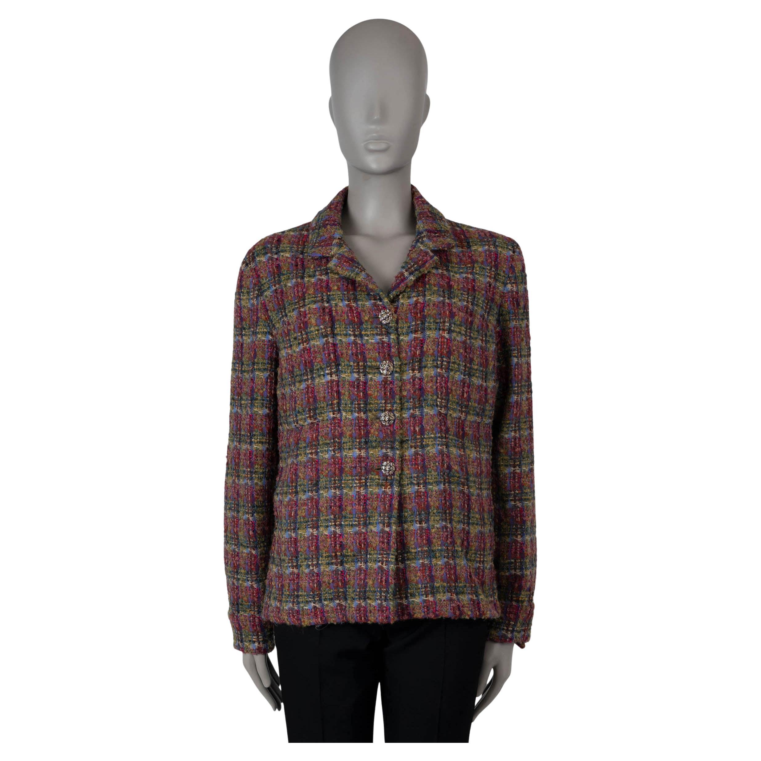 CHANEL multicolor wool mohair 2022 22K TWEED OVER-SHIRT Shirt 42 L For Sale