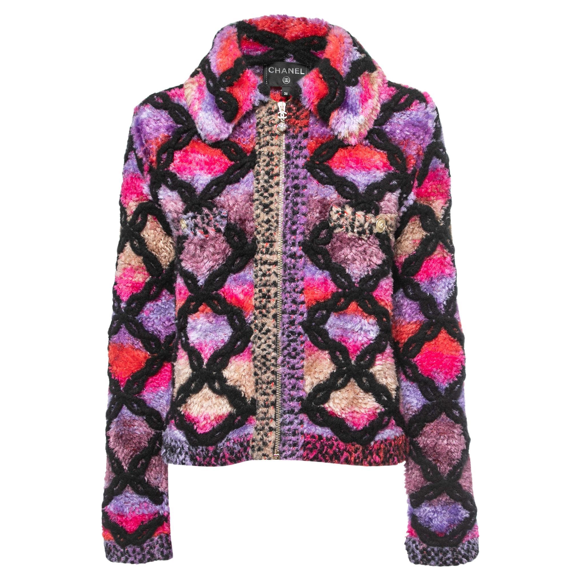 Chanel Multicolor Wool Shearling Jacket 