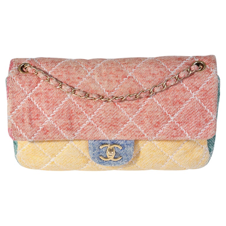Chanel Multicolor Wool Stitched Single Flap Bag