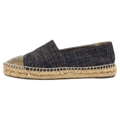 Chanel Multicolor Woven Fabric and Leather, CC Cap Toe Ballet Flats