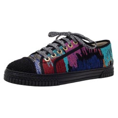 Chanel Multicolor Woven Fabric CC Low Top Sneakers Size 40