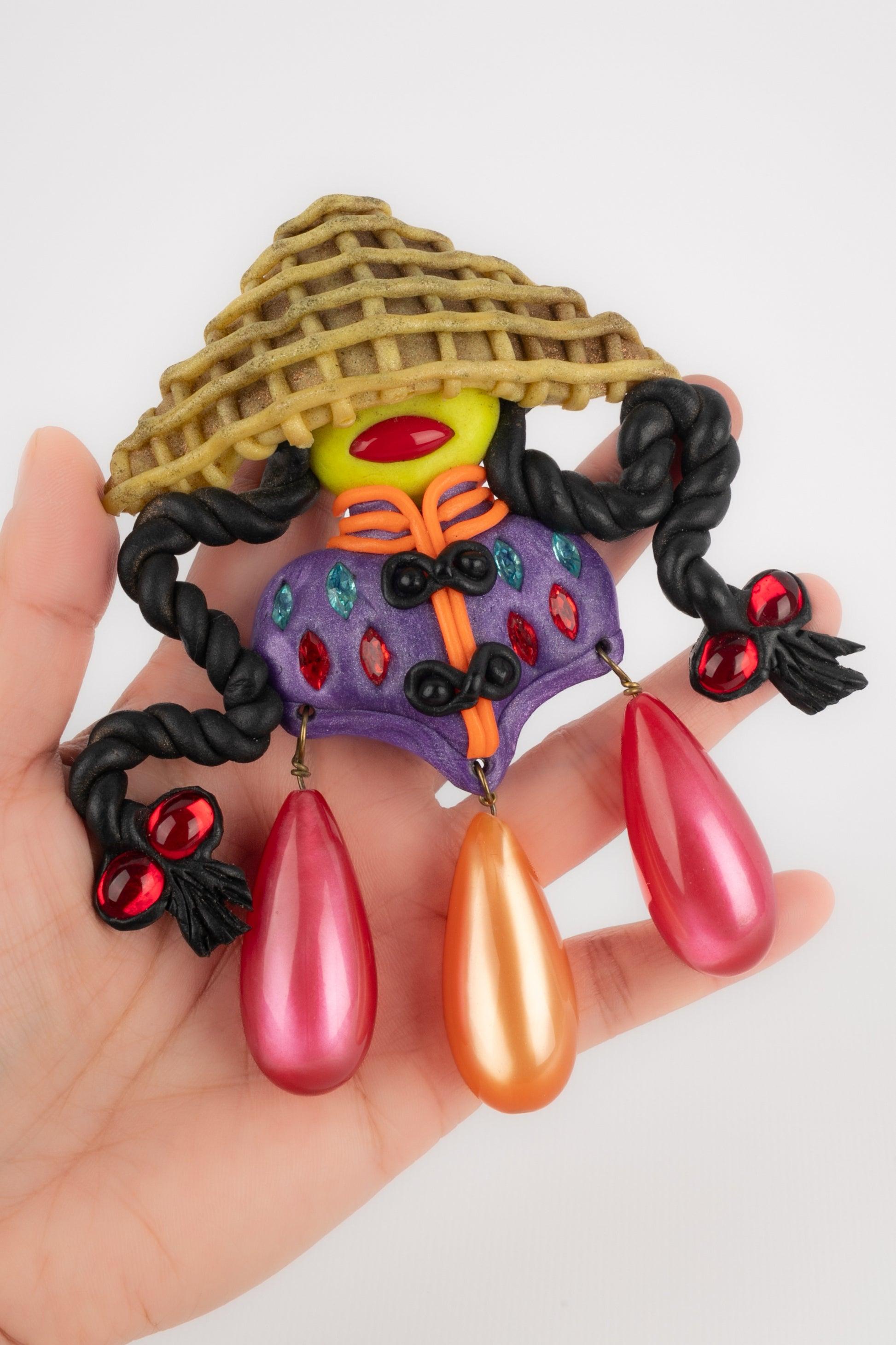 De las mujeres Broche Chanel Multicolor de Pasta Polimérica Fimo, 1991 en venta