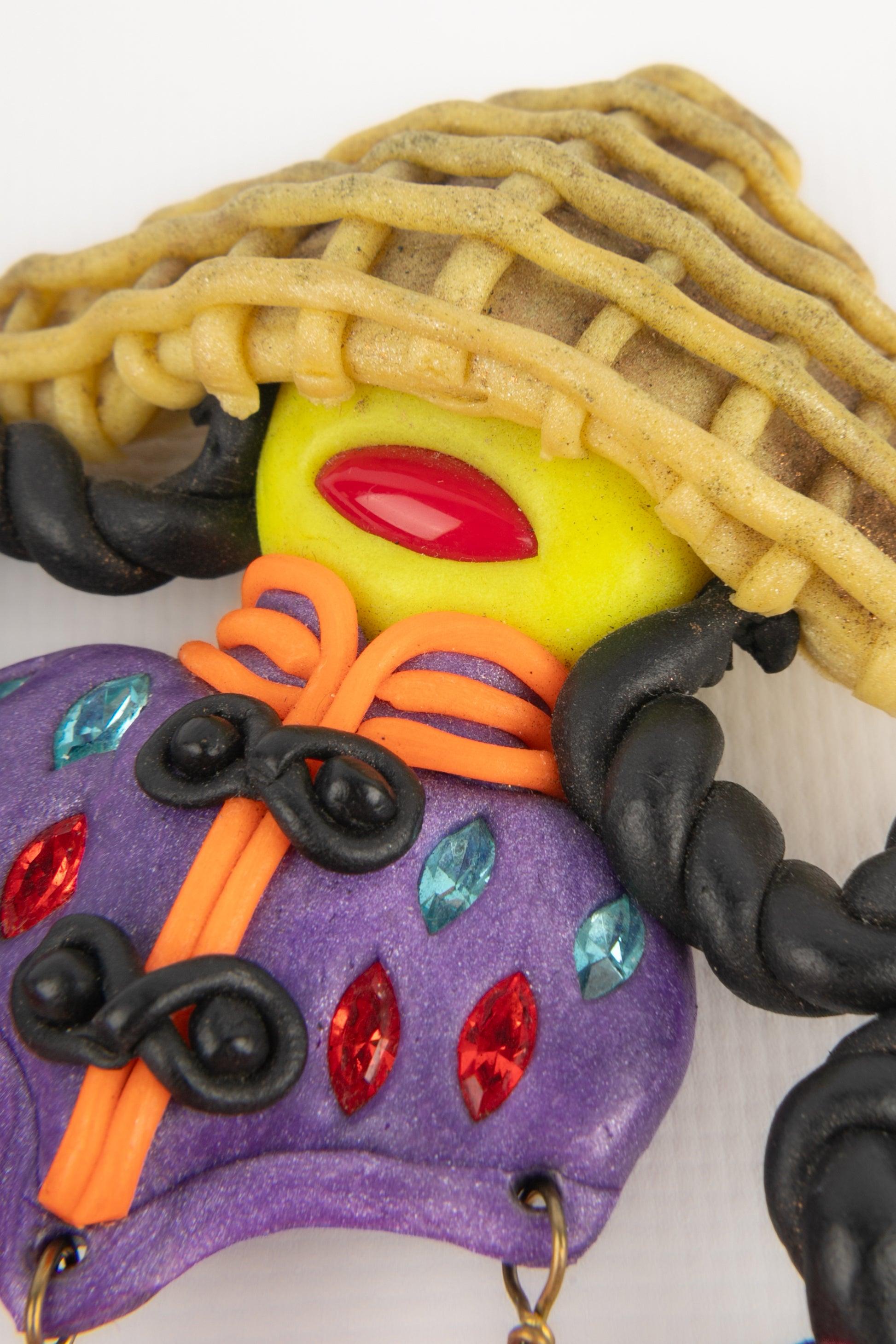 Broche Chanel Multicolor de Pasta Polimérica Fimo, 1991 en venta 2