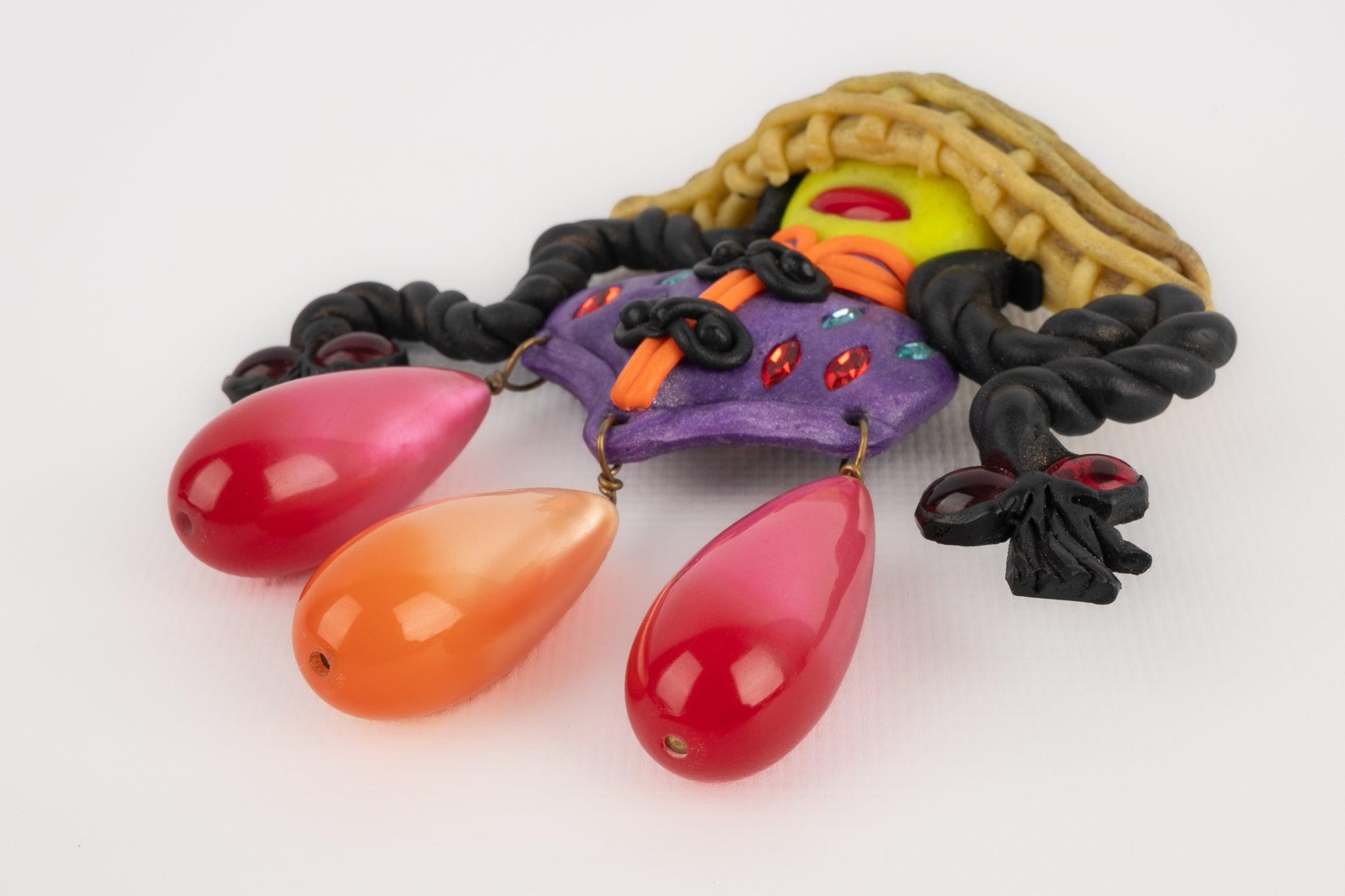 Broche Chanel Multicolor de Pasta Polimérica Fimo, 1991 en venta 5