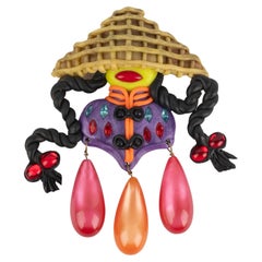 Chanel Multicolored Fimo Polymer Paste Brooch, 1991