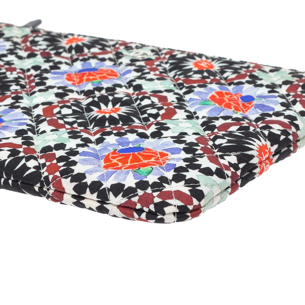 Chanel Multicolored Printed Quilted Fabric Dubai O Case Clutch 3
