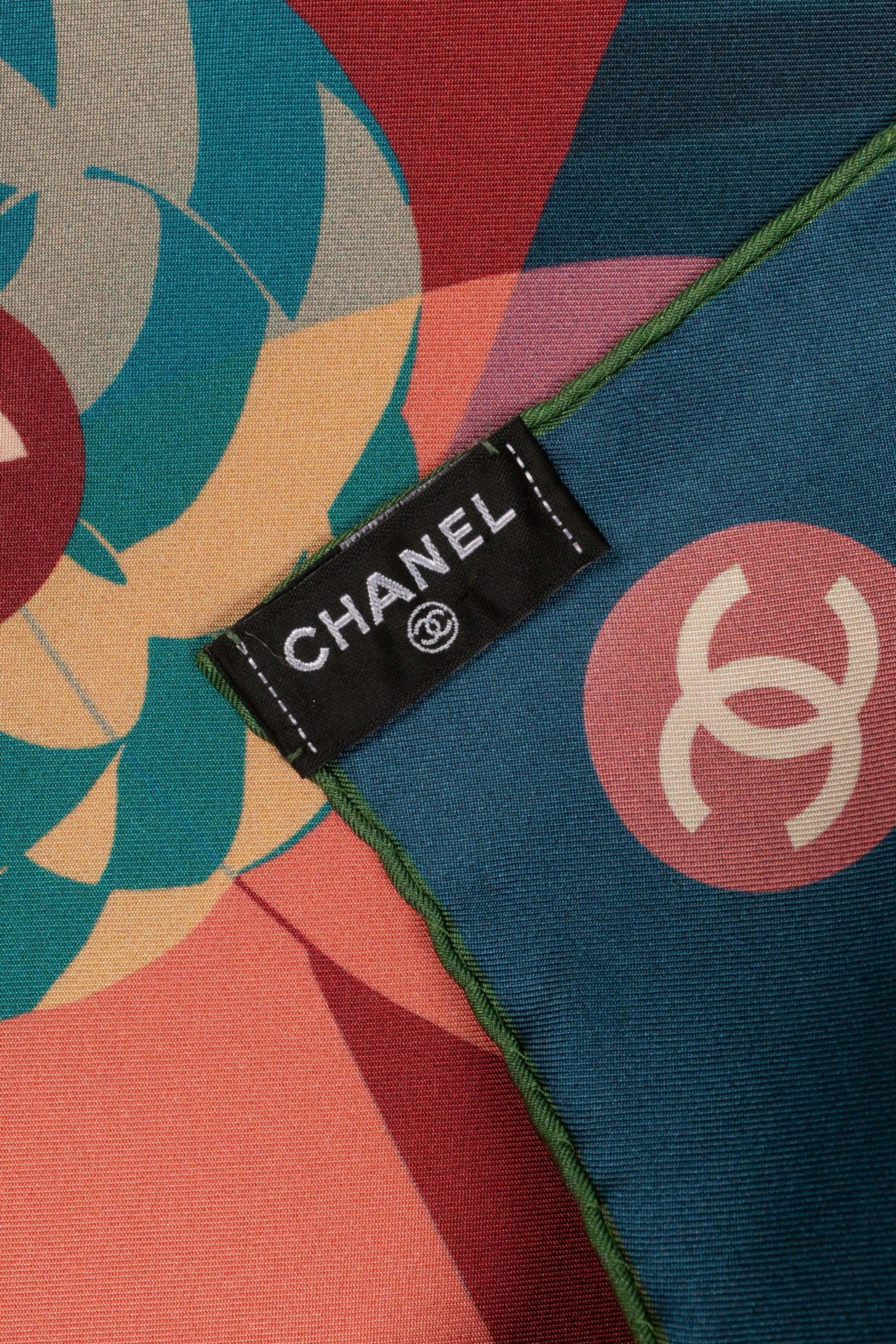 Chanel Multicolored Silk Reversible Foulard In Excellent Condition In SAINT-OUEN-SUR-SEINE, FR
