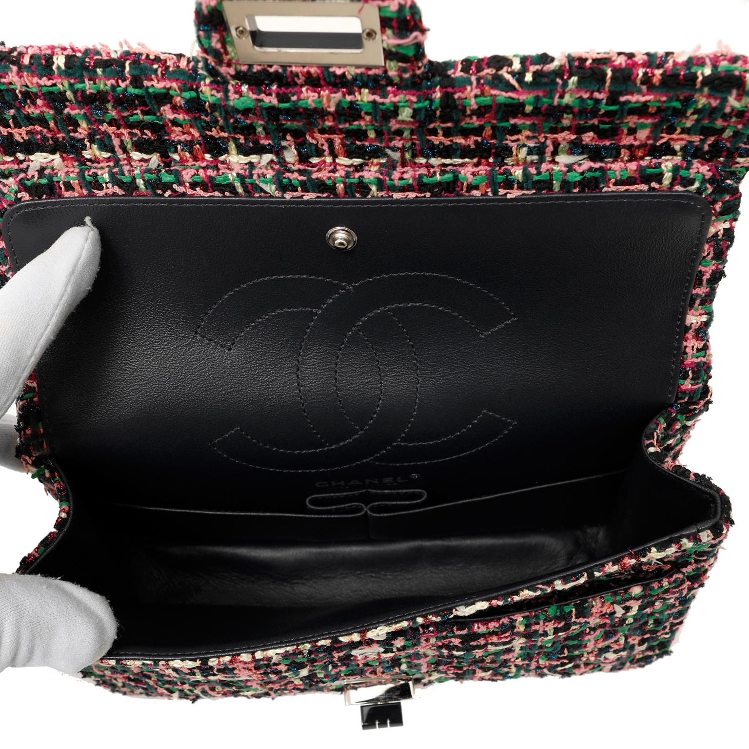 Black Chanel Multicolored Tweed Reissue  Medium Flap Bag For Sale