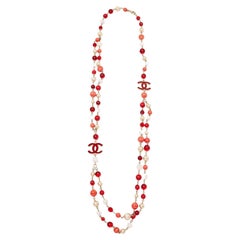 Chanel Multicolour Beads CC Double Stranded Long Halskette