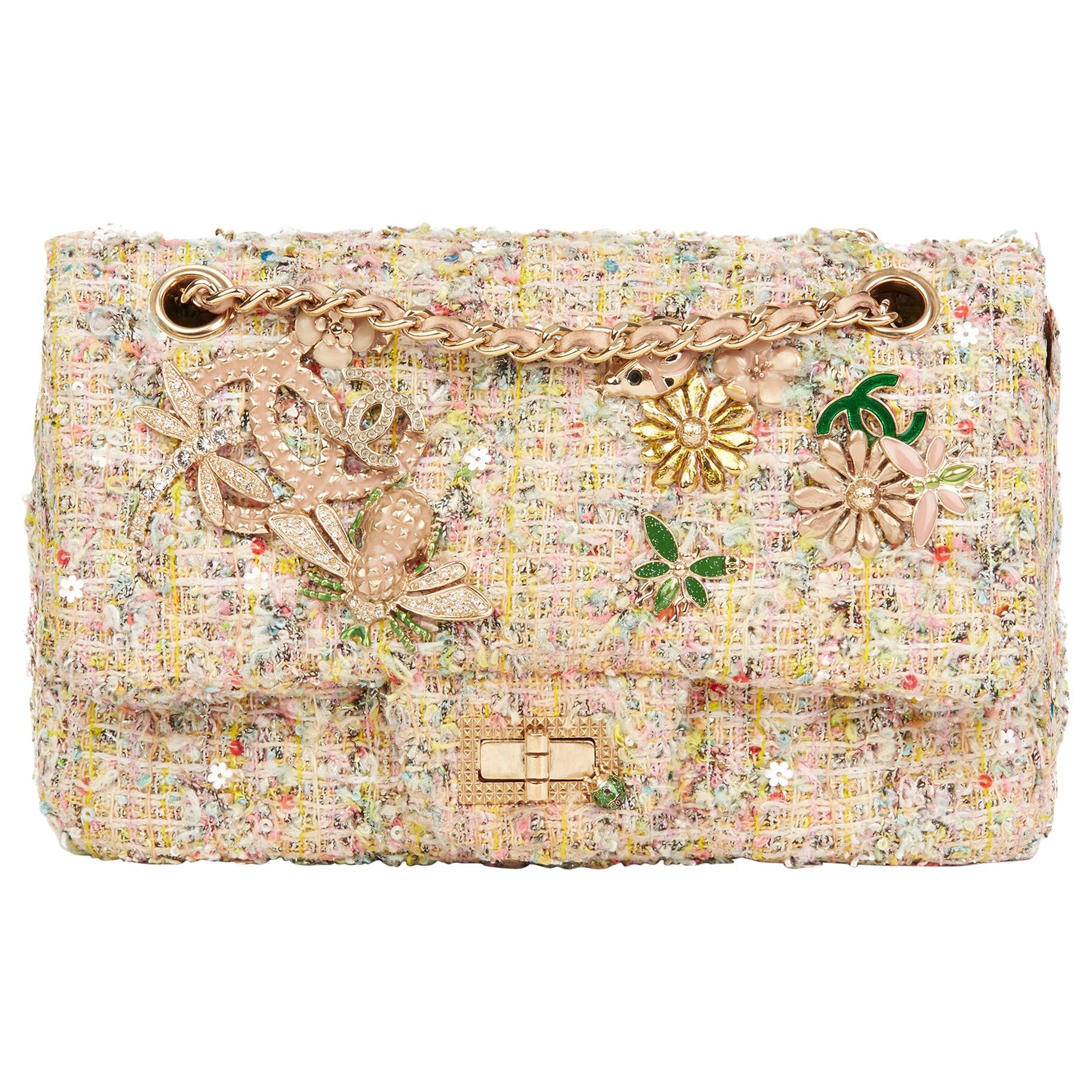 Chanel Multicolour Embellished Tweed Fabric Garden Party Charm 2.55 Reissue  224 at 1stDibs
