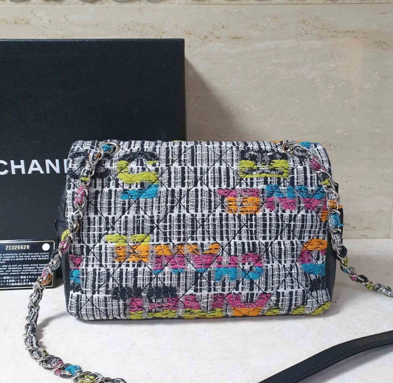 Chanel Multicolour Fantasy Tweed & Black Lambskin Medium Easy Flap Bag 1