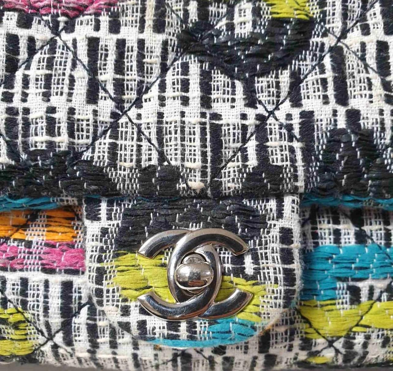 Chanel Multicolour Fantasy Tweed & Black Lambskin Medium Easy Flap Bag 2