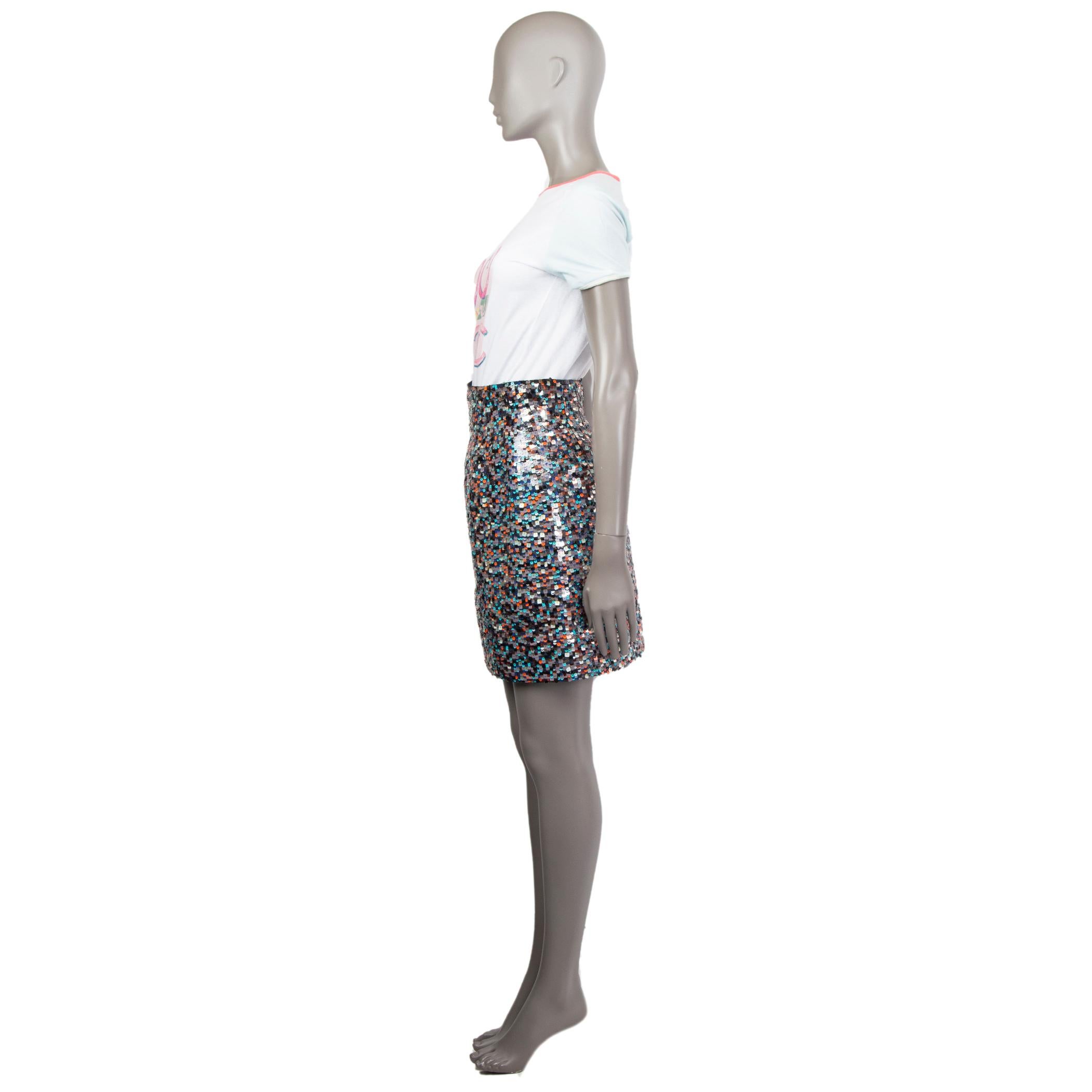 Gray CHANEL multicolour SEQUIN 2018 HAMBURG MINI Skirt 38 S For Sale