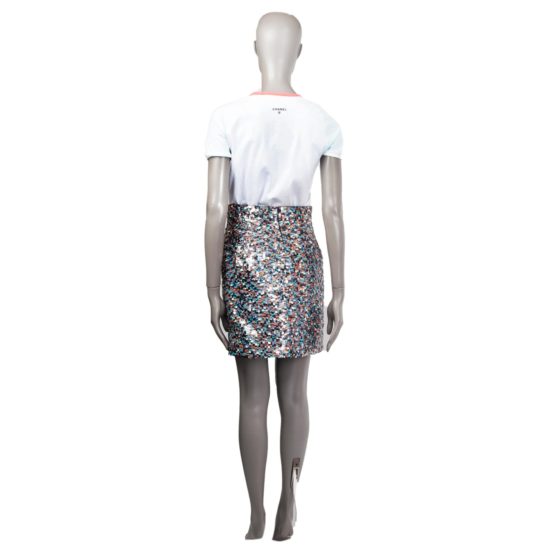 Women's CHANEL multicolour SEQUIN 2018 HAMBURG MINI Skirt 38 S For Sale