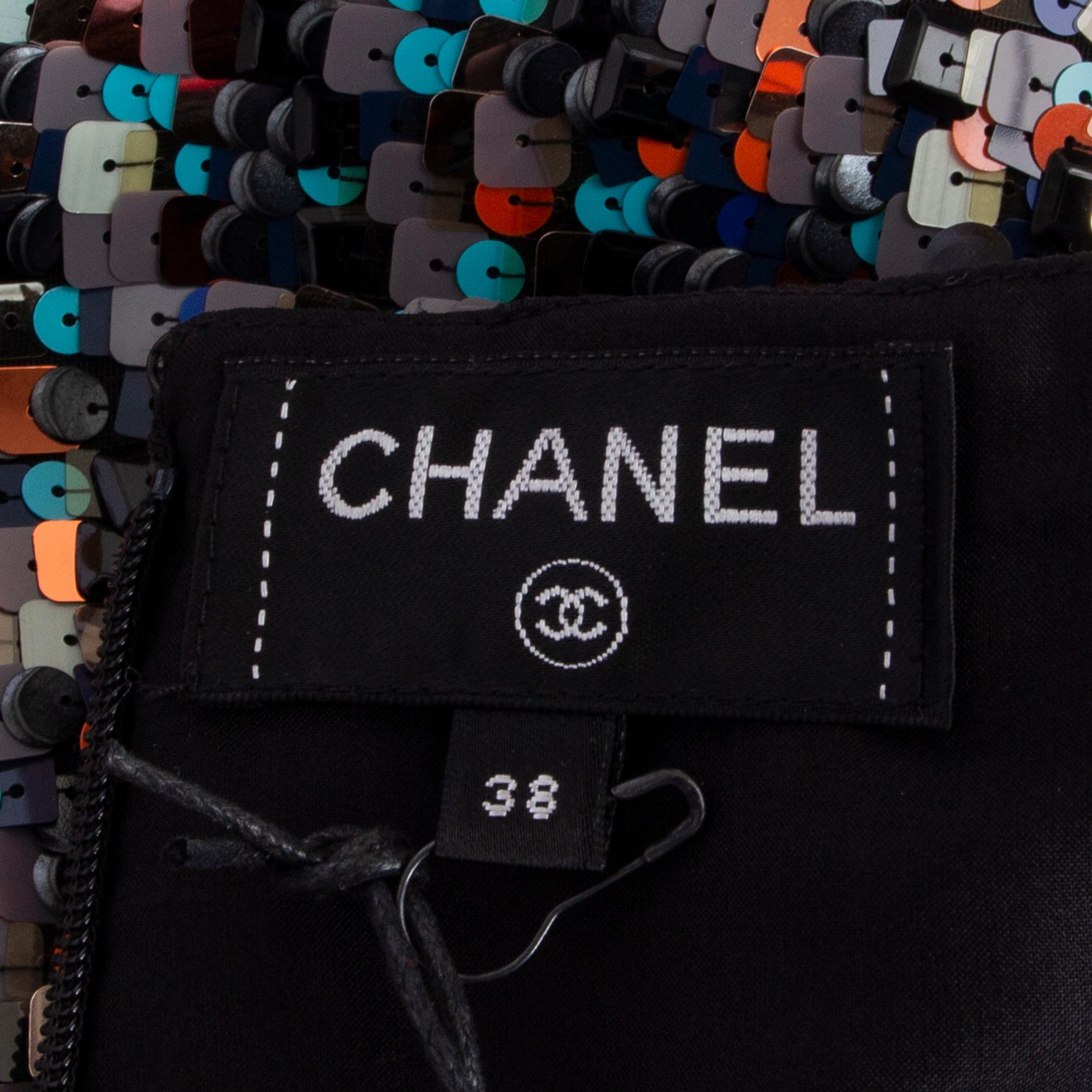 CHANEL multicolour SEQUIN 2018 HAMBURG MINI Skirt 38 S For Sale 2