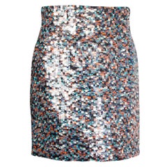 CHANEL multicolour SEQUIN 2018 HAMBURG MINI Skirt 38 S