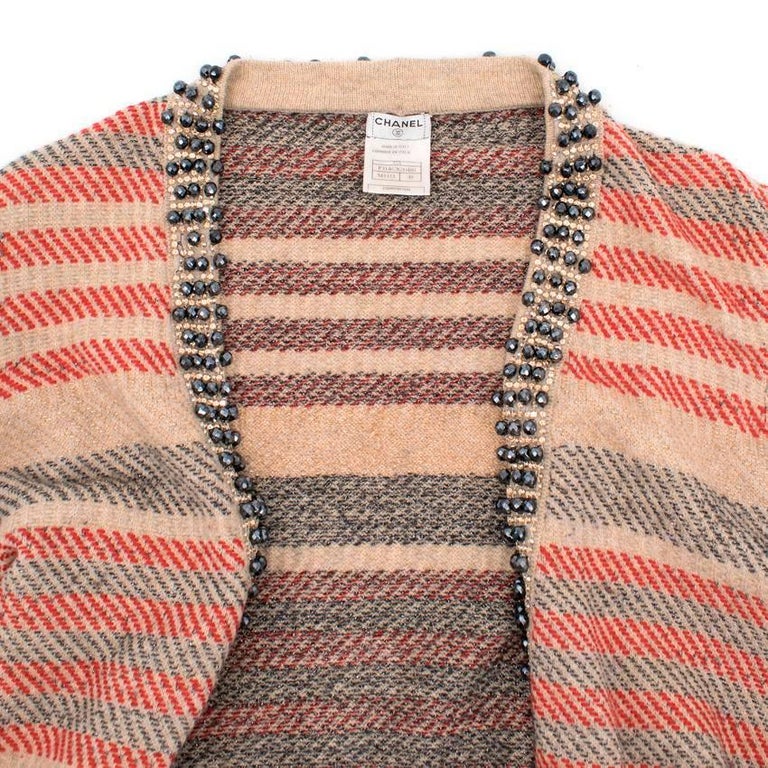 Chanel Multicolour Stripe Cardigan Size 48 / XL For Sale at 1stdibs