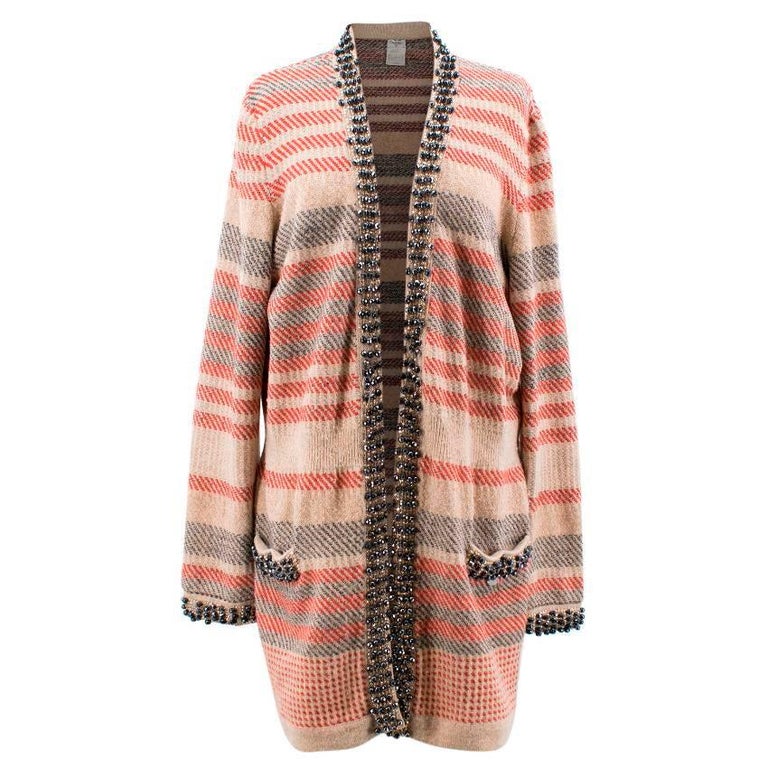 Chanel Multicolour Stripe Cardigan Size 48 / XL For Sale at 1stdibs