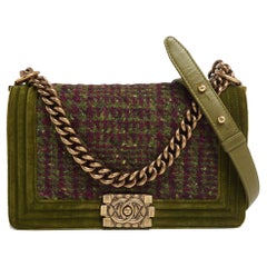 Chanel Mehrfarbige Tasche aus Tweed und Samt Medium Boy Flap
