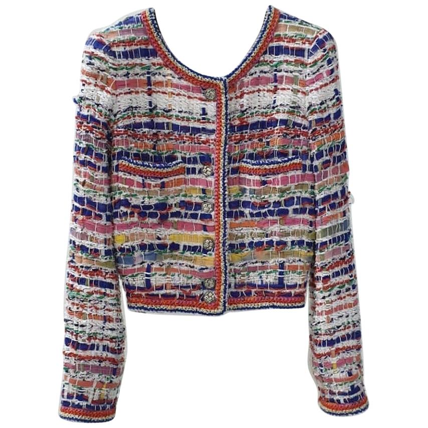 Chanel Multicolor Tweed Lesage 2015 Jacket Shirt at 1stDibs