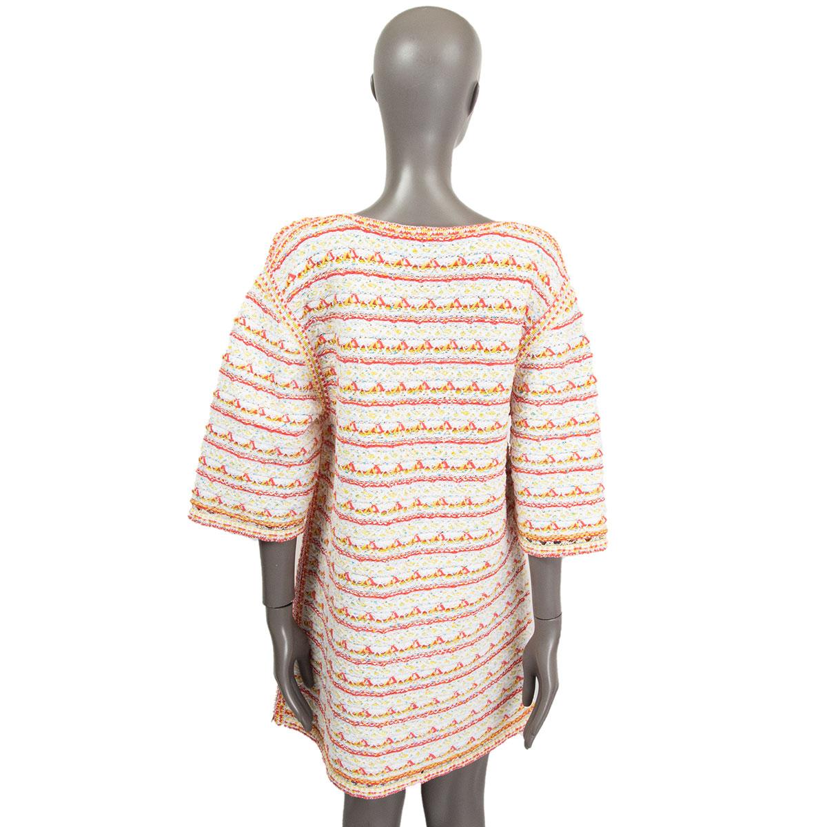 Beige CHANEL multicoloured cotton blend Short Sleeve 2019 Shift Dress 38 S For Sale
