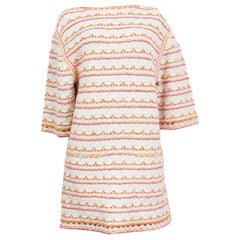 Chanel - Robe droite à manches courtes en coton mélangé multicolore, taille 38 S, 2019